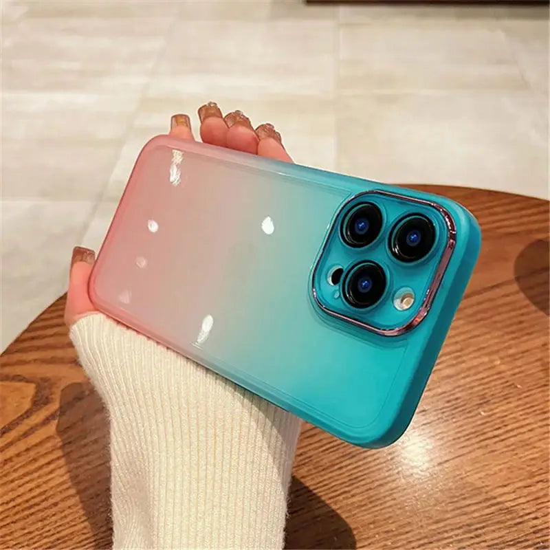Gradient Rainbow Clear Phone Case for iPhone 16 Pro Max, 16 Pro, 16 Plus, 16, 15 & 14 Series in Shock-Absorbing TPU with