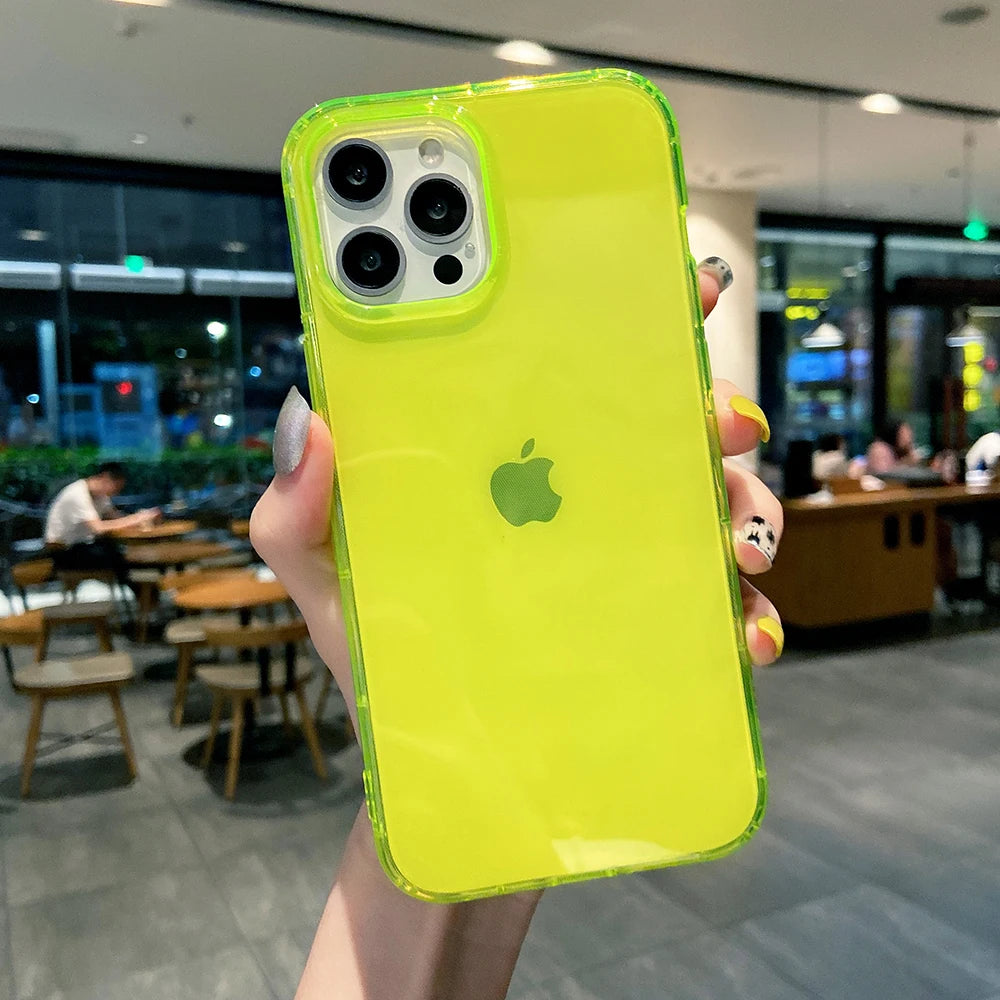 Neon Translucent Phone Case for iPhone 17, 16, 15 & 14 Series - Bright Colour Tint, Soft, Lightweight and Non-Slip