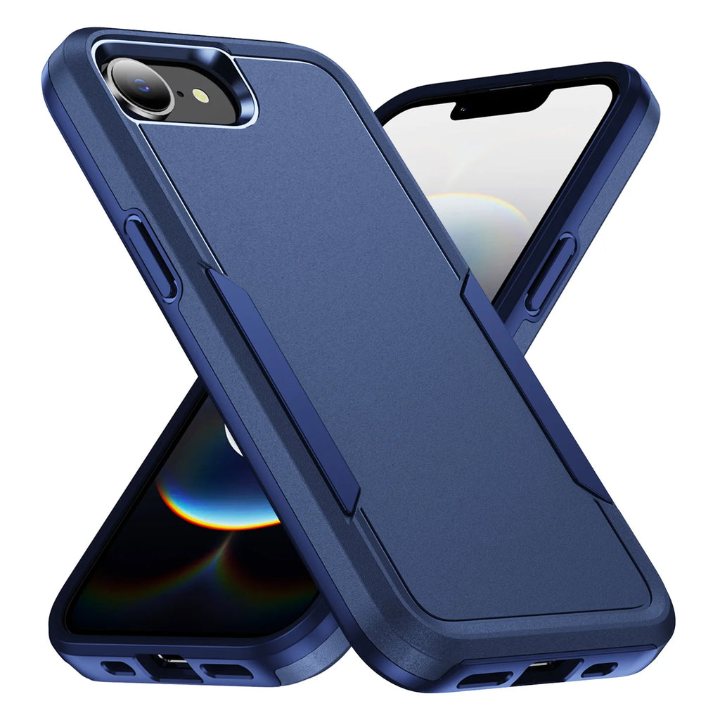 Dual-Layer Hard Phone Case for iPhone 17e, 17, Air, 16e, 16, 15 & 14 Series - Anti-Scratch Half-Wrapped Cover in Black o