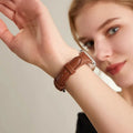 Slim Leather Strap for Apple Watch 38/40/41mm and 42/44/45/46/49mm – Narrow Metal Buckle Watch Band in 5 Colours