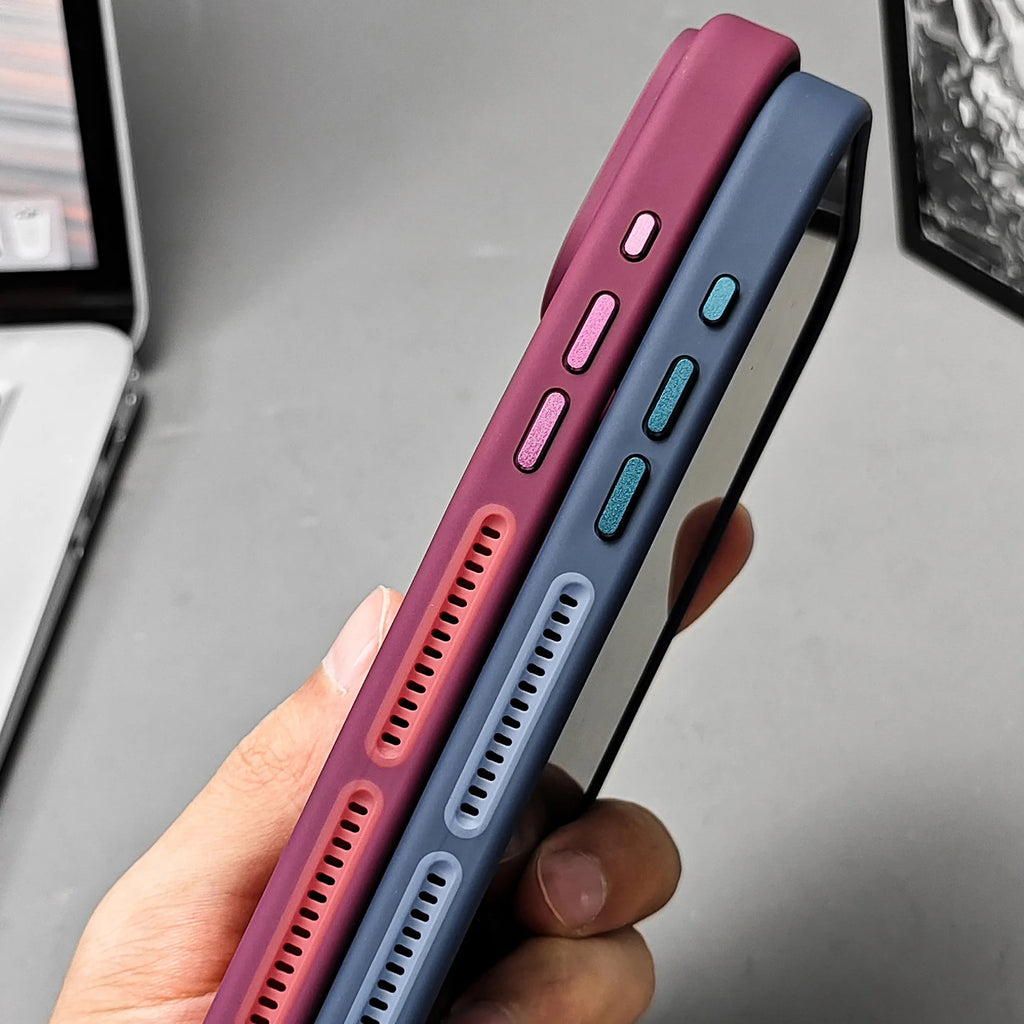 Vented Perforated Bumper Phone Case for iPhone 18 Pro, 17, 16, 15 & 14 Series - Hollow Heat-Vent Design, 5 Colours