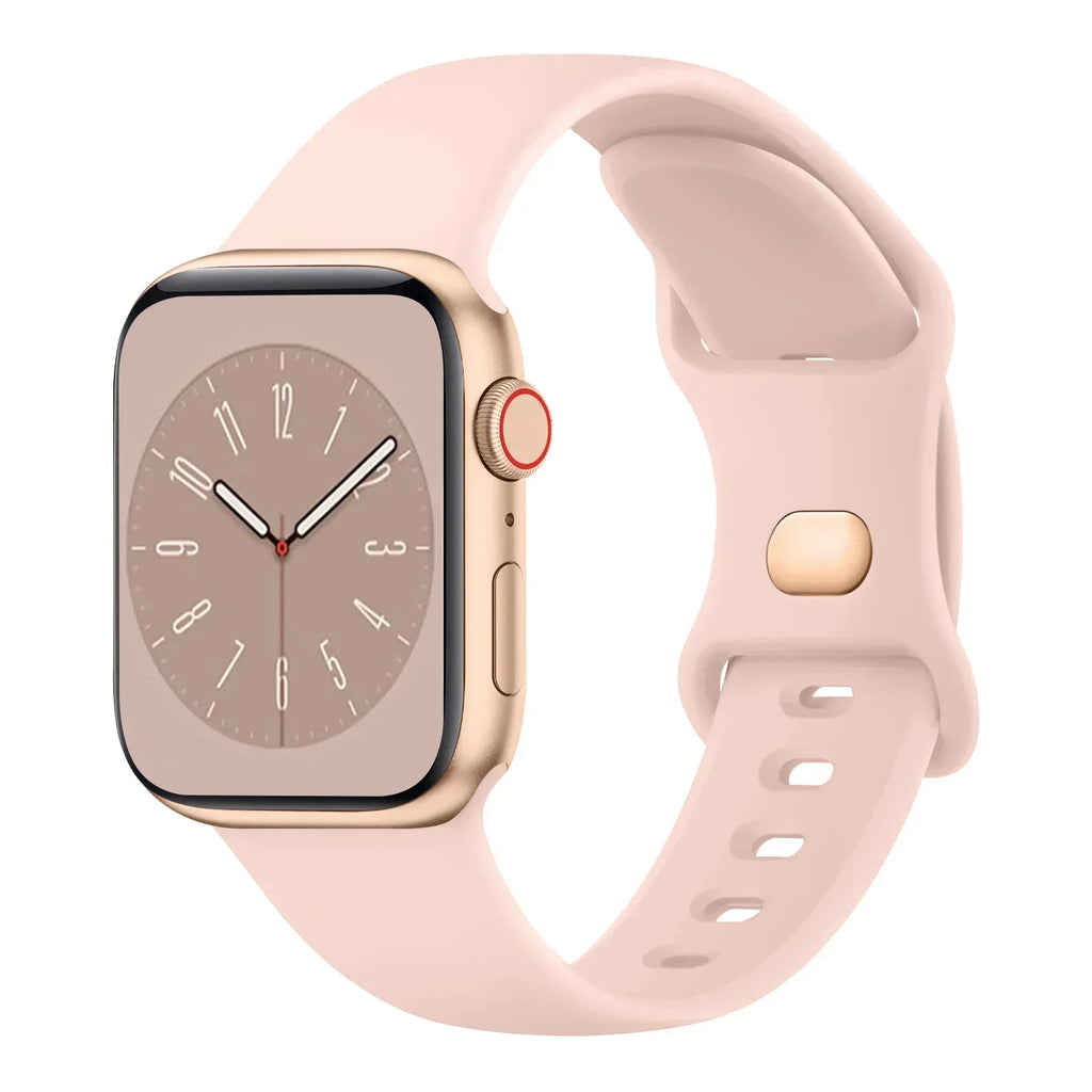 Soft Silicone Strap with Snap Button Fastening for Apple Watch 38–49mm Cases, Series 10 and Ultra Compatible Watch Band