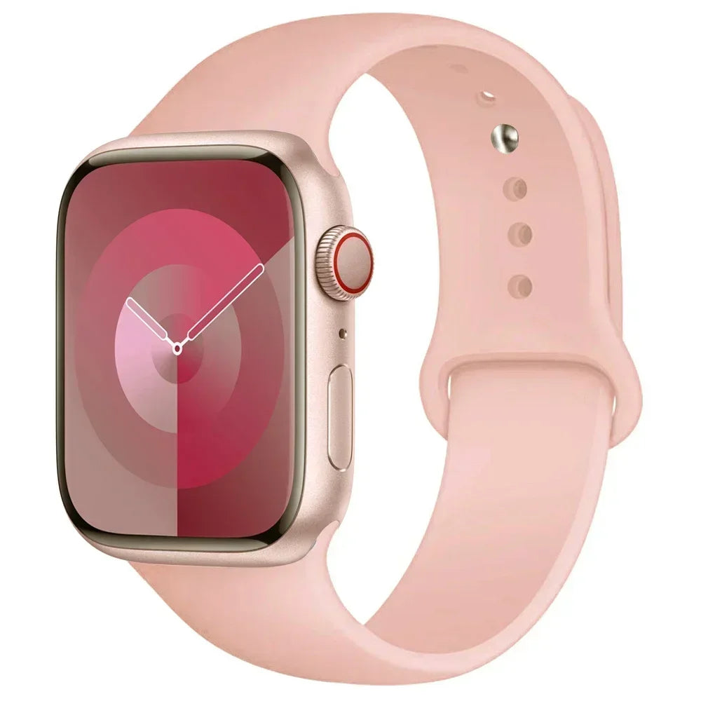 Light Pink Silicone Strap for Apple Watch 38/40/41 and 42/44/45/49mm in S/M and M/L, Soft Band for Series, SE and Ultra