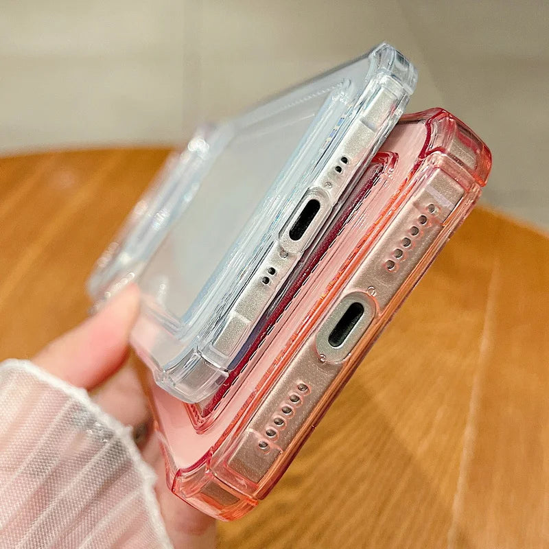 Clear Card Holder Phone Case for Selected iPhone 14 to 18 Pro Max Models, Shockproof Soft Silicone Cover with Back Card 