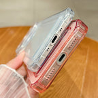 Clear Card Holder Phone Case for Selected iPhone 14 to 18 Pro Max Models, Shockproof Soft Silicone Cover with Back Card 