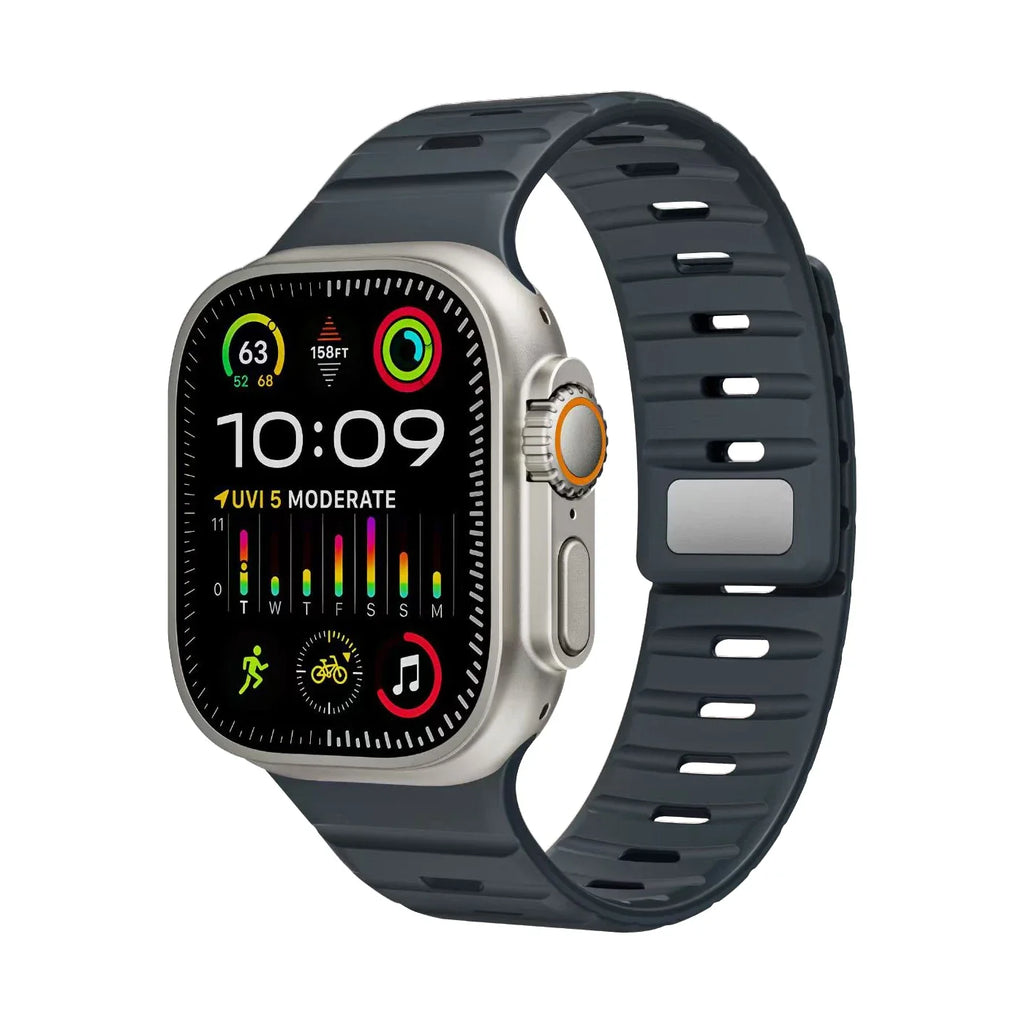 Magnetic Silicone Strap for Apple Watch 38/40/41/42/44/45/46/49mm – Soft Band in Solid and Two-Tone Colours for Series, 