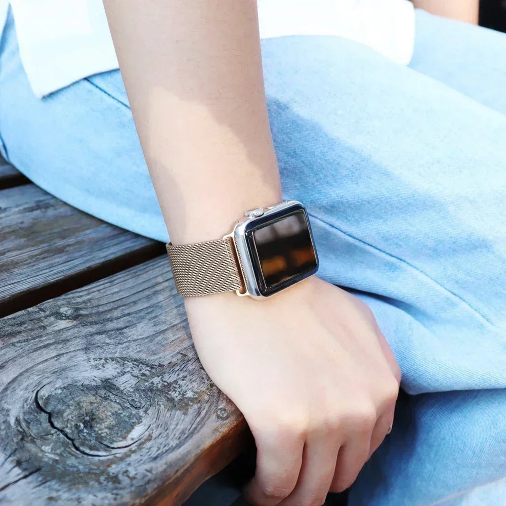 Graphite Grey Stainless Steel Mesh Watch Strap with Magnetic Clasp for Apple Watch 38/40/41mm & 42/44/45/49mm - Metal Ba