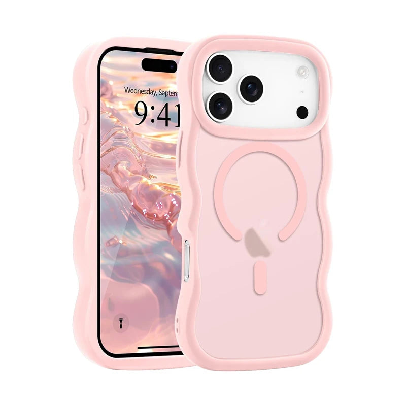Wavy Edge Matte Phone Case for iPhone 18 Pro, 17, 16, 15 & 14 Series - Tinted Translucent PC and TPU Magnetic Cover
