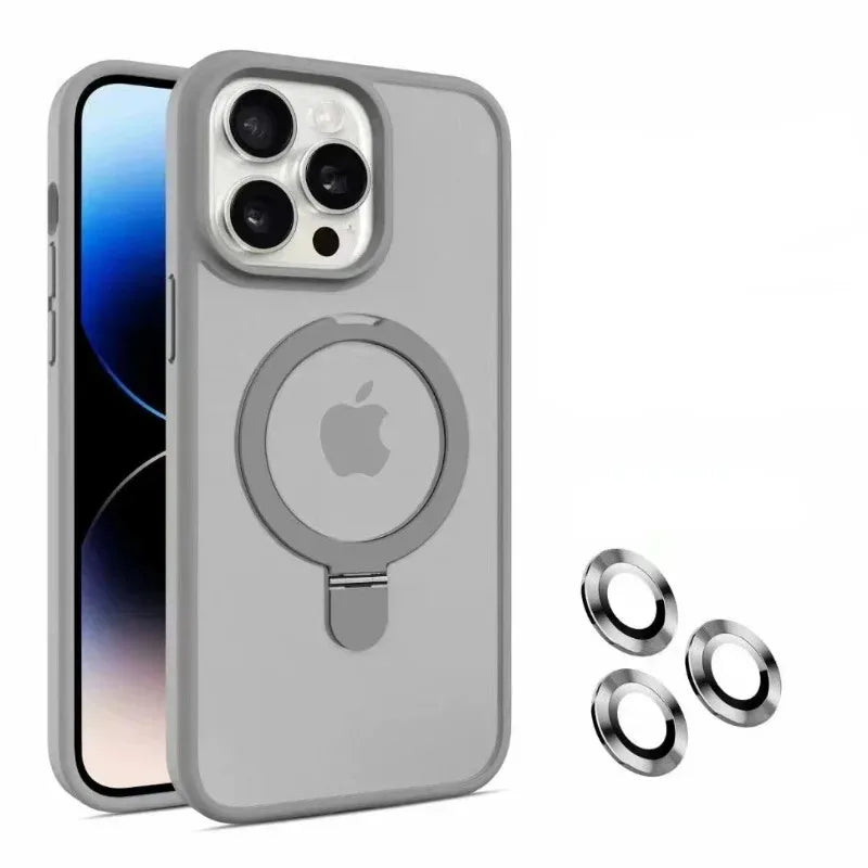 Matte Magnetic Ring Holder Phone Case for iPhone 17 Pro Max, 17 Pro, 17, Air, 16, 15 & 14 Series in PC and TPU