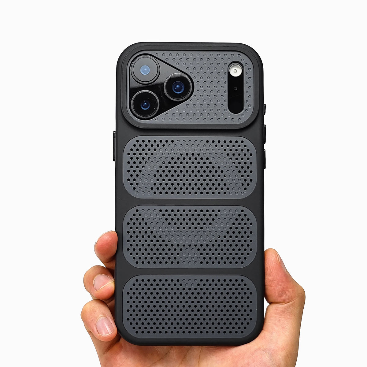 Vented Perforated Bumper Phone Case for iPhone 18 Pro, 17, 16, 15 & 14 Series - Hollow Heat-Vent Design, 5 Colours