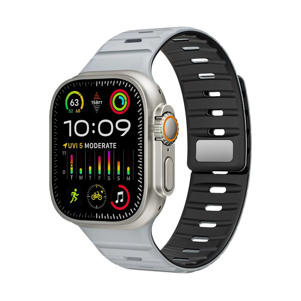 Magnetic Silicone Strap for Apple Watch 38/40/41/42/44/45/46/49mm – Soft Band in Solid and Two-Tone Colours for Series, 