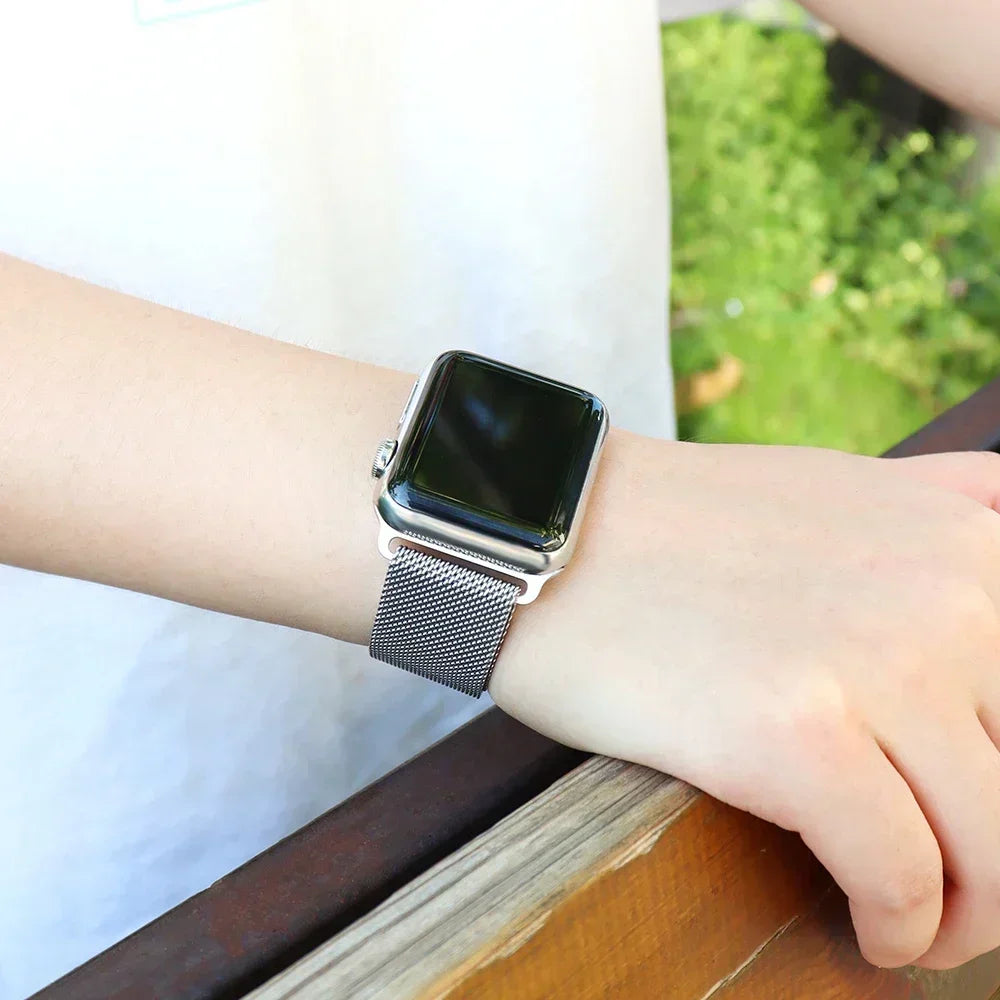 Graphite Grey Stainless Steel Mesh Watch Strap with Magnetic Clasp for Apple Watch 38/40/41mm & 42/44/45/49mm - Metal Ba