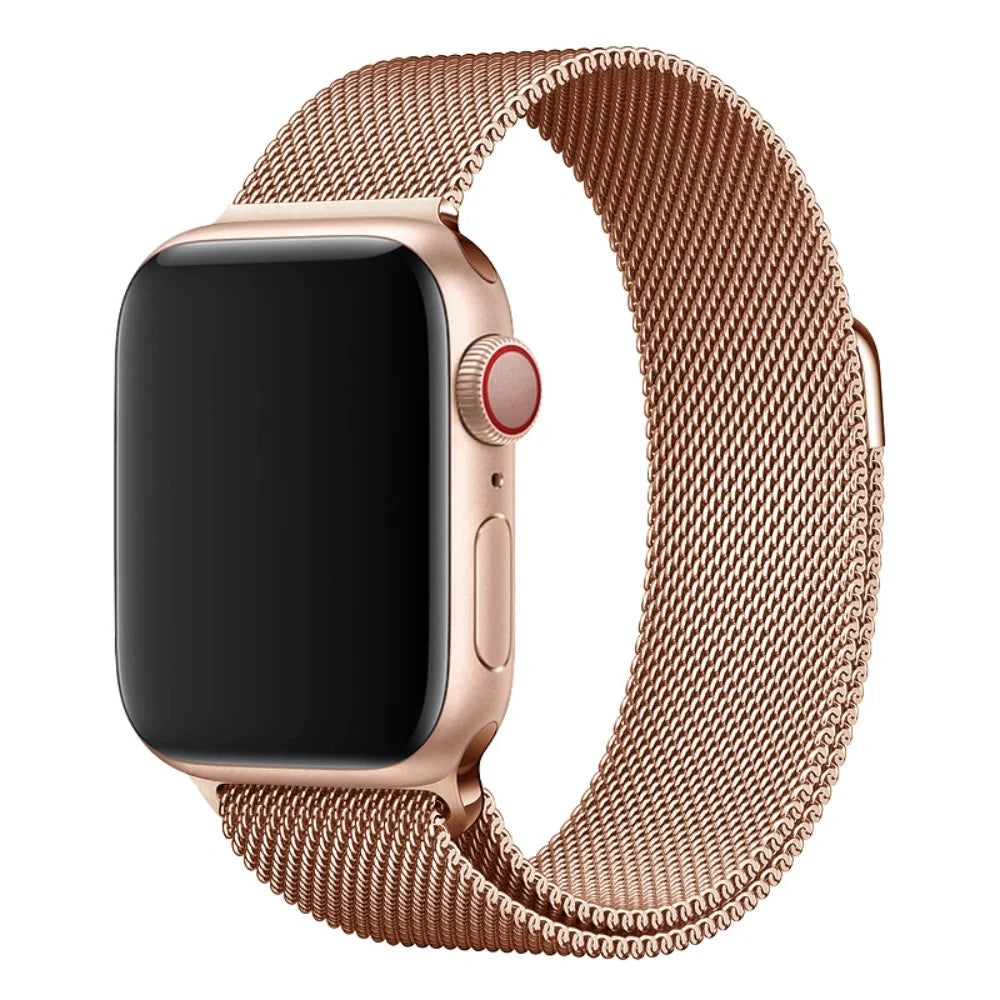 Stainless Steel Mesh Loop Strap with Magnetic Closure for Apple Watch Series 11 to 3, SE & Ultra, 38–49mm Cases