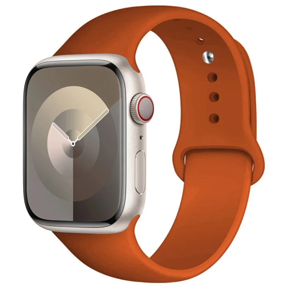 Orange Silicone Strap for Apple Watch 38/40/41mm & 42/44/45/49mm - Flexible Band, S/M and M/L Lengths