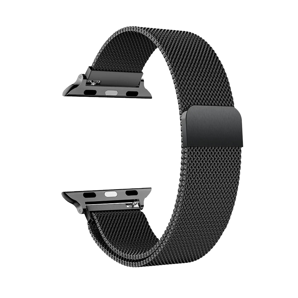 Black Woven Stainless Steel Mesh Strap for Apple Watch 38/40/41/42 and 42/44/45/46/49mm, Band for Series, SE and Ultra