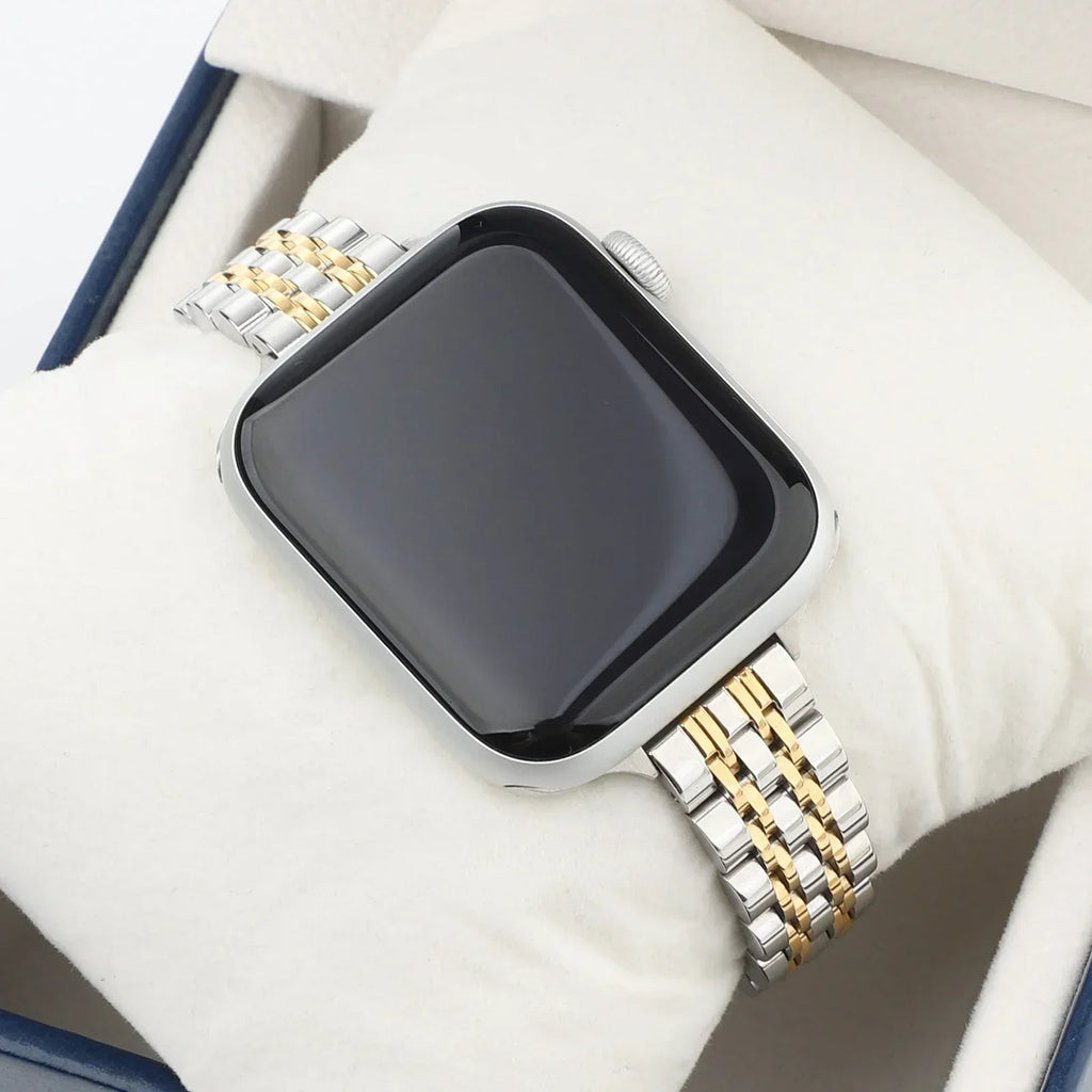 Slim Stainless Steel Strap for Apple Watch 40/41/42mm & 44/45/46/49mm with Butterfly Clasp and Adjustment Tool