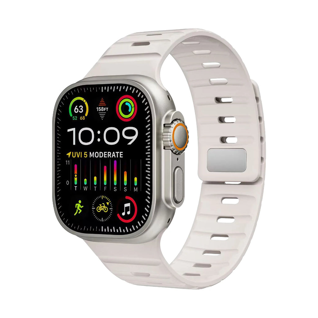 Magnetic Silicone Strap for Apple Watch 38/40/41/42/44/45/46/49mm – Soft Band in Solid and Two-Tone Colours for Series, 