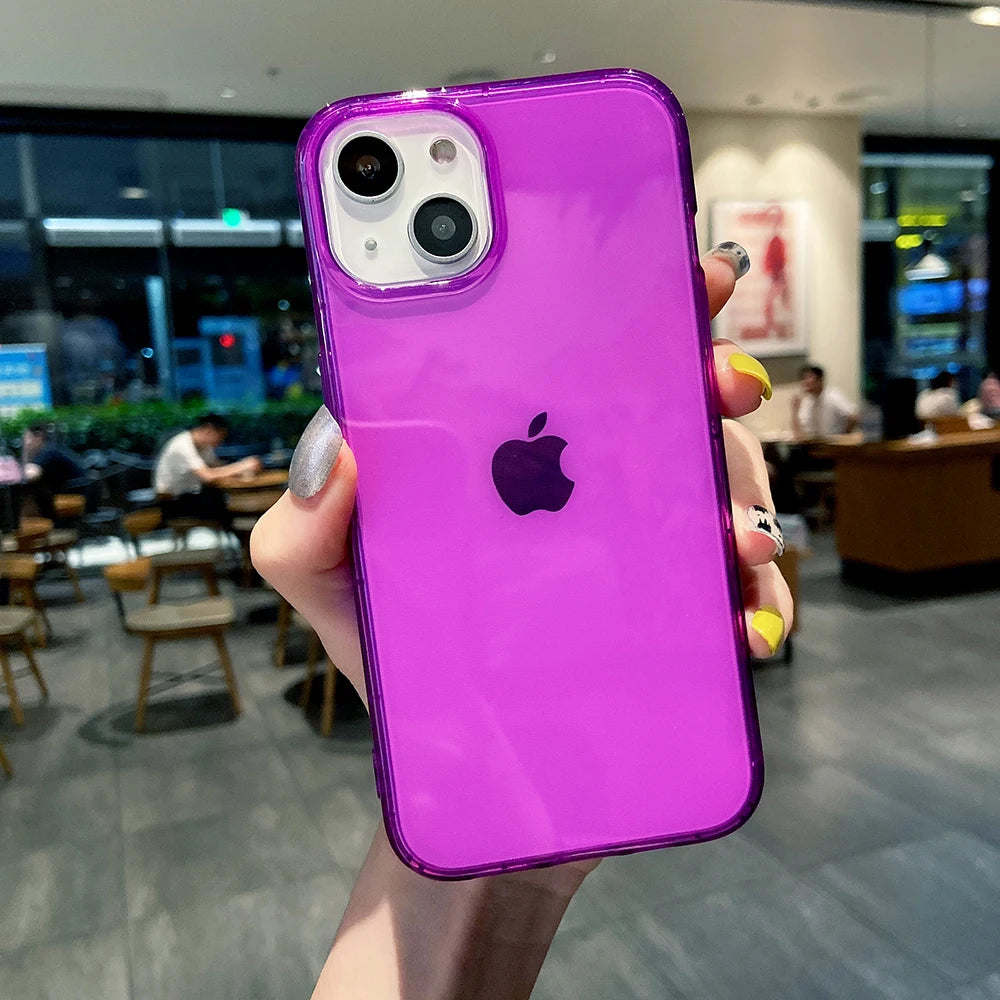 Neon Translucent Phone Case for iPhone 17, 16, 15 & 14 Series - Bright Colour Tint, Soft, Lightweight and Non-Slip