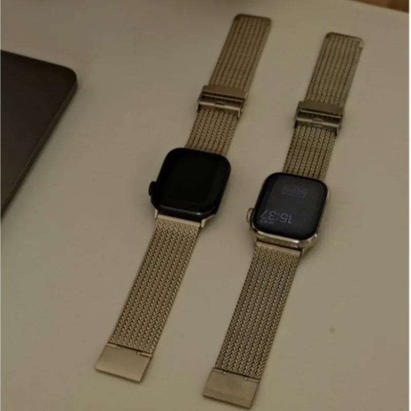Woven Stainless Steel Mesh Strap for Apple Watch 38/40/41mm, 42/44/45/46/49mm and Series 10/11 42mm in 5 Colours