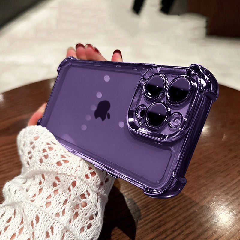 Clear Plated Phone Case with Reinforced Corners for Selected iPhone 14 to 18 Pro Max Models, Hard Acrylic Shockproof Cov