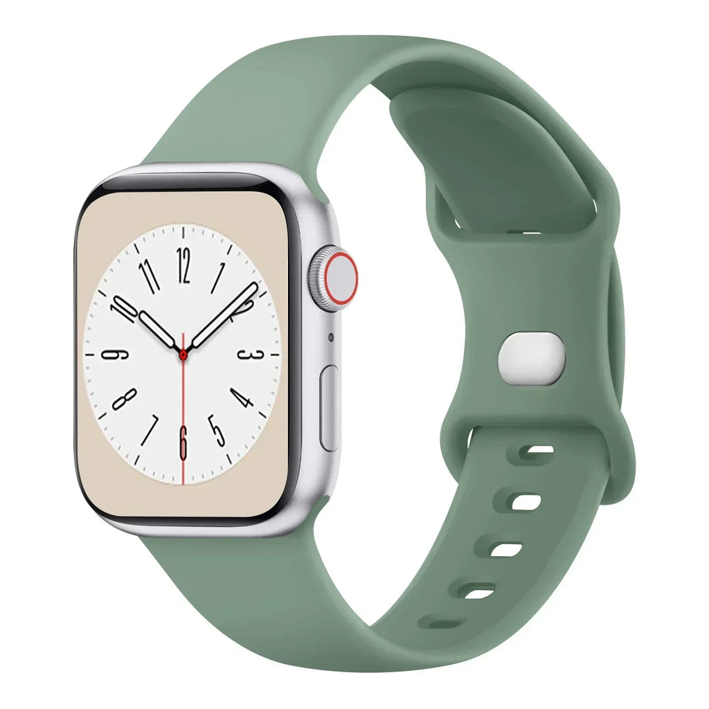Soft Silicone Strap with Snap Button Fastening for Apple Watch 38–49mm Cases, Series 10 and Ultra Compatible Watch Band