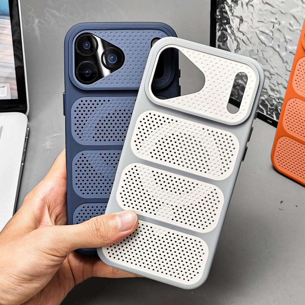 Vented Perforated Bumper Phone Case for iPhone 18 Pro, 17, 16, 15 & 14 Series - Hollow Heat-Vent Design, 5 Colours