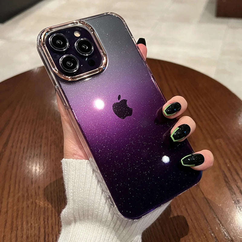 Gradient Rainbow Clear Phone Case for iPhone 16 Pro Max, 16 Pro, 16 Plus, 16, 15 & 14 Series in Shock-Absorbing TPU with