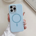 Bright Colour Liquid Silicone Phone Case with Magnetic Back for iPhone 14, 15 & 16 Models - Soft Matte Cover for Wireles