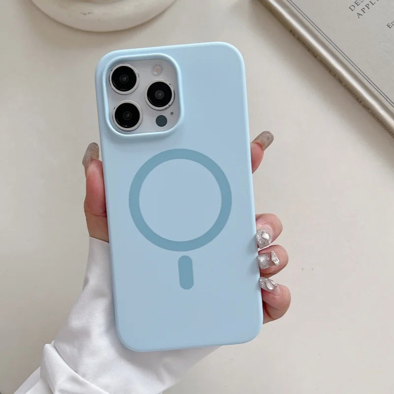 Bright Colour Liquid Silicone Phone Case with Magnetic Back for iPhone 14, 15 & 16 Models - Soft Matte Cover for Wireles