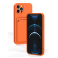 Soft TPU Phone Case with Card Pocket on the Back for iPhone 14, 15, 16, 17 & 18 Pro Models - Slim Frosted Cover in Six C