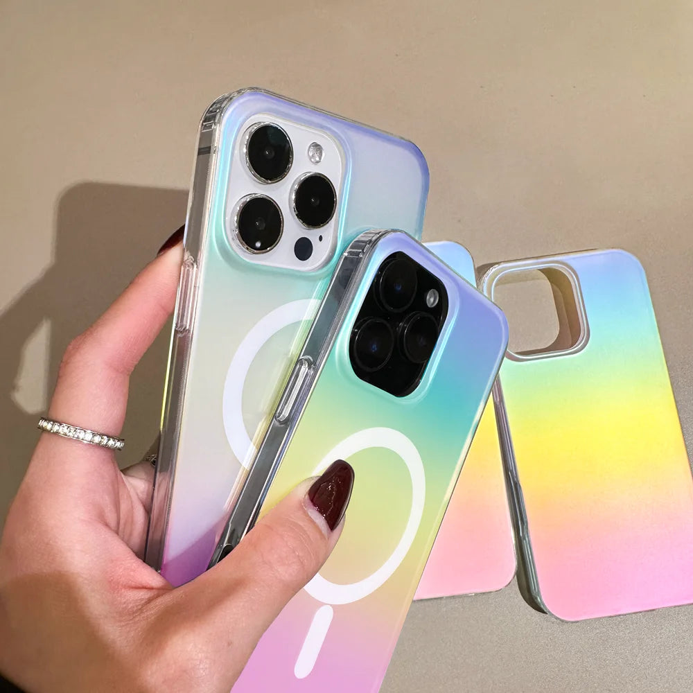 Aurora Gradient Matte Case for iPhone 17 Pro Max, 17 Pro, Air, 17, 16, 15 & 14 Series with Optional Magnetic Ring