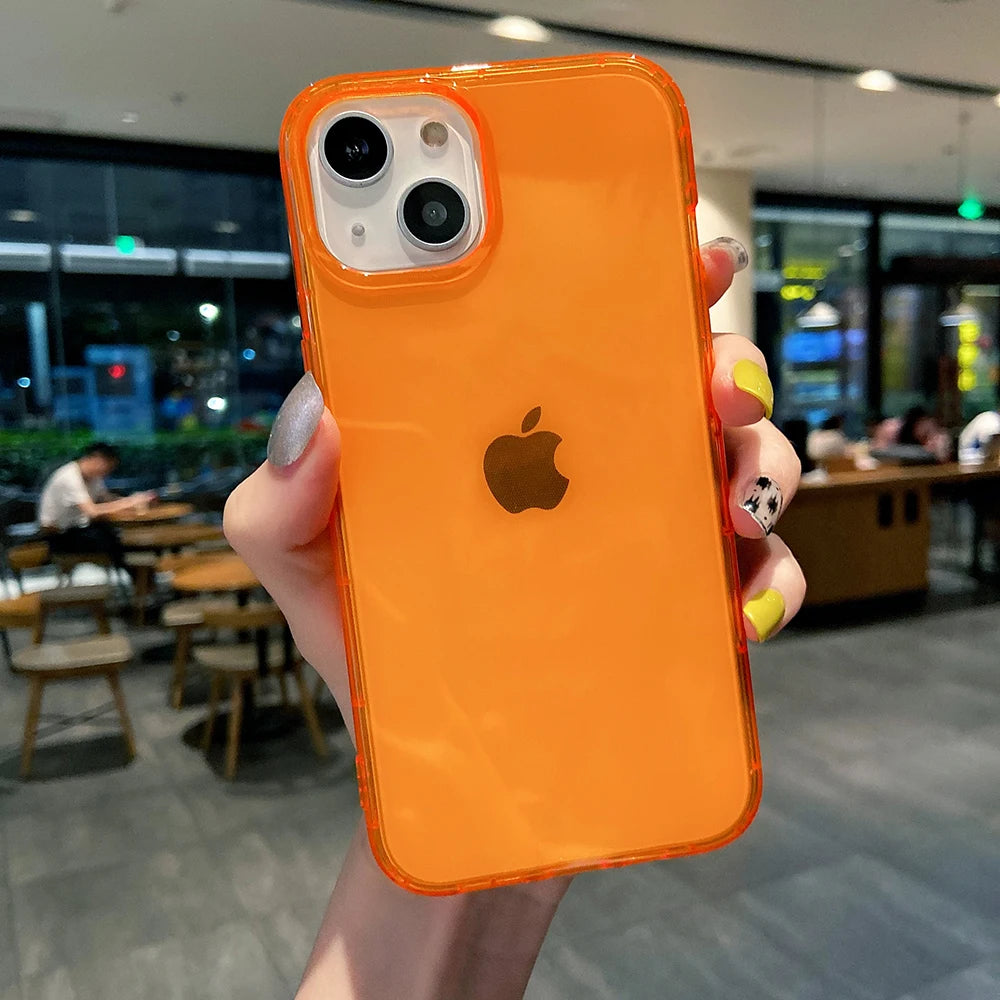 Neon Translucent Phone Case for iPhone 17, 16, 15 & 14 Series - Bright Colour Tint, Soft, Lightweight and Non-Slip