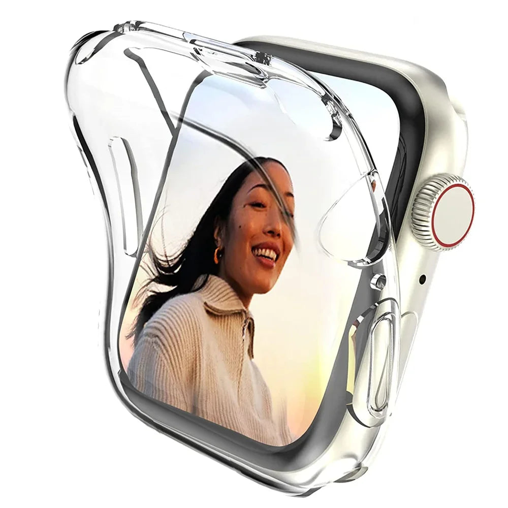 TPU Bumper Case with Built-in Screen Protector for Apple Watch Ultra, SE and Series 1-12, 38mm to 49mm