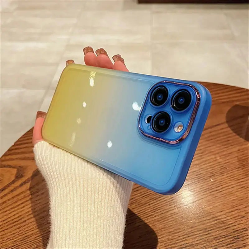 Gradient Rainbow Clear Phone Case for iPhone 16 Pro Max, 16 Pro, 16 Plus, 16, 15 & 14 Series in Shock-Absorbing TPU with