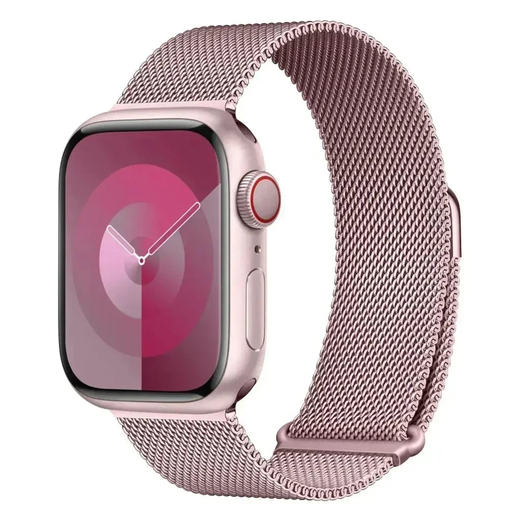 Magnetic Stainless Steel Mesh Strap for Apple Watch 38/40/41mm & 44/45/46/49mm in 12 Colours incl. Pink Gold and Rainbow