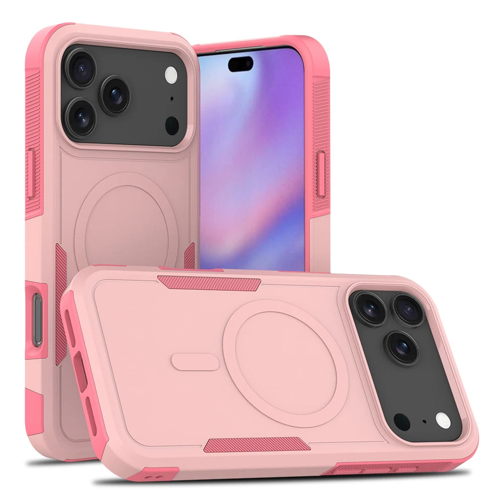 Rugged Armour-Style Magnetic Phone Case for iPhone 18 Pro Max, 18 Pro, Air, 17, 16, 15 & 14 Series, Matte PC and TPU Cov