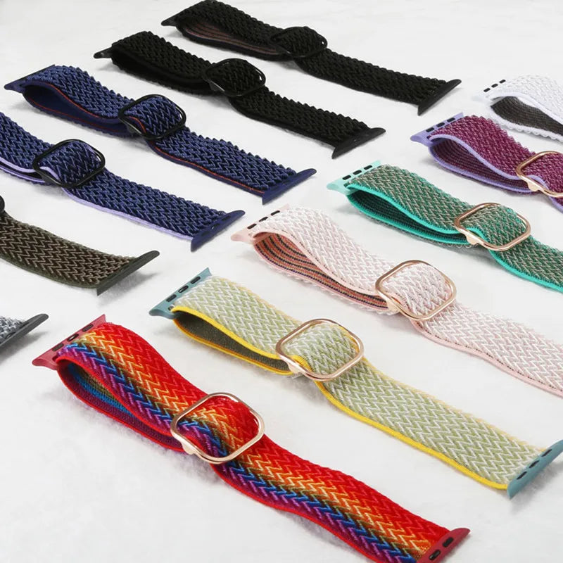 Elastic Nylon Loop Strap with Adjustable Buckle for Apple Watch 38–49mm Series, SE & Ultra, in Patterned, Glitter and Pl