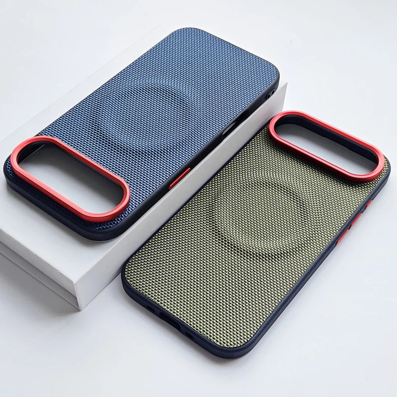 Woven Texture Magnetic Case for iPhone 17 Pro Max, 17 Pro, 17, Air & 18 Pro Series, PU Leather and TPU Cover with Camera