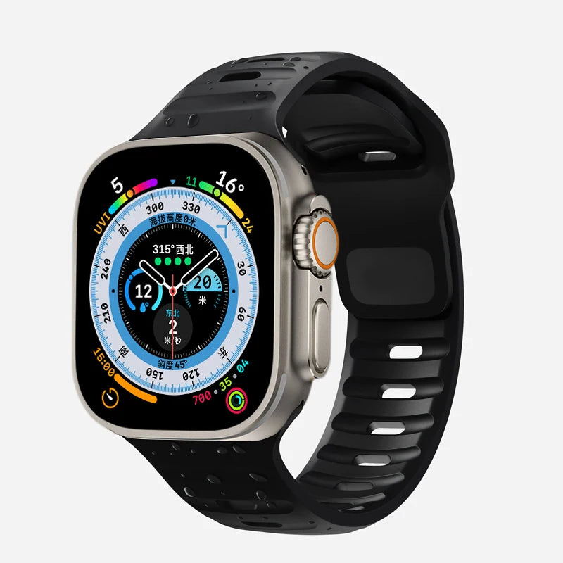 Silicone Sport Strap for Apple Watch Series, SE and Ultra – 38/40/41mm and 42/44/45/49mm Cases, Soft Unisex Band