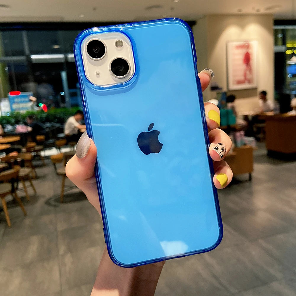 Neon Translucent Phone Case for iPhone 17, 16, 15 & 14 Series - Bright Colour Tint, Soft, Lightweight and Non-Slip