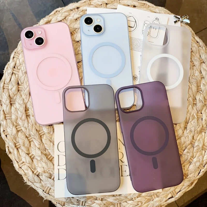 Matte Translucent Magnetic Case for iPhone 18 Pro Max, 18 Pro, Air, 17, 16, 15 & 14 Series, Slim Hard PC with Soft Edges