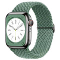 Green Braided Nylon Stretch Strap for Apple Watch 38/40/41mm and 42/44/45/49mm - Adjustable Band for Series, SE and Ultr