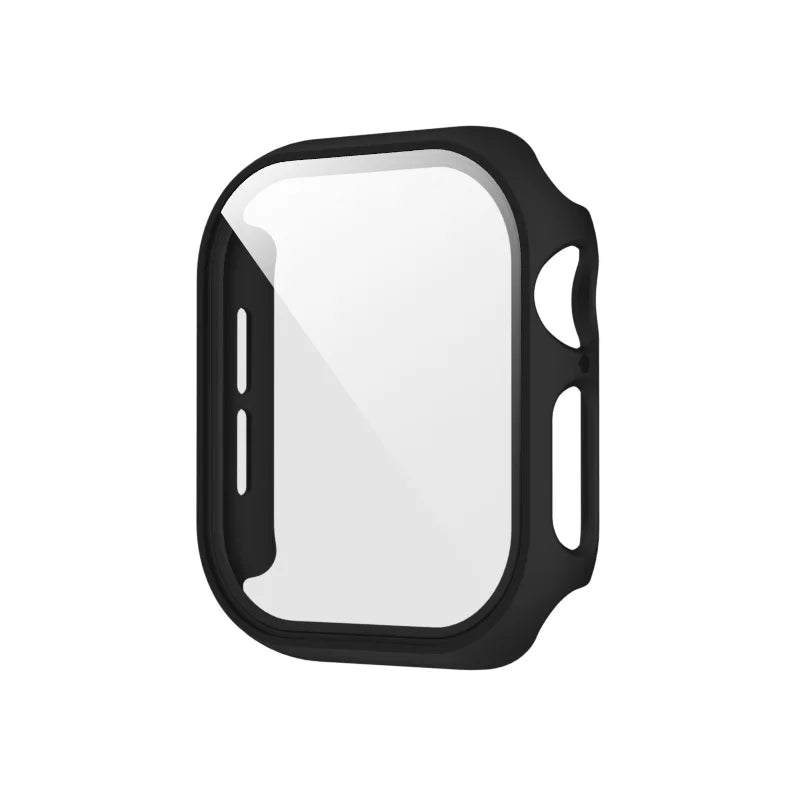 PC Bumper Case with Tempered Glass Screen Protector for Apple Watch 38–49mm Series, SE & Ultra in Black, Clear & More