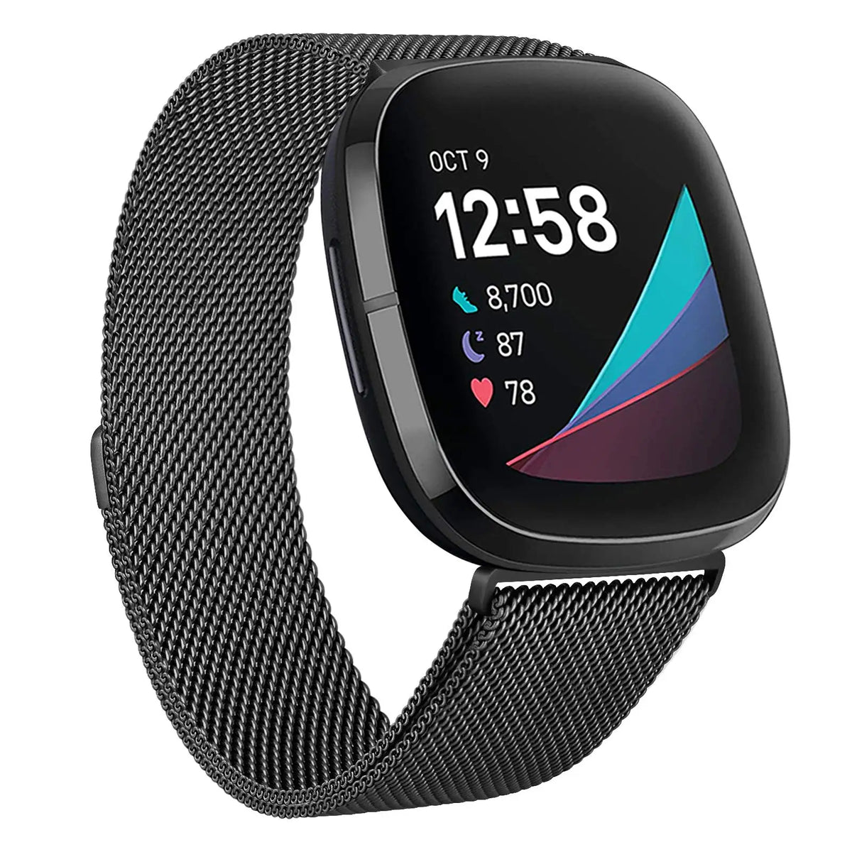 Stainless Steel Milanese Mesh Strap for Fitbit Versa, Versa 2, Versa Lite, Versa 3, Versa 4 and Sense – Magnetic Metal B
