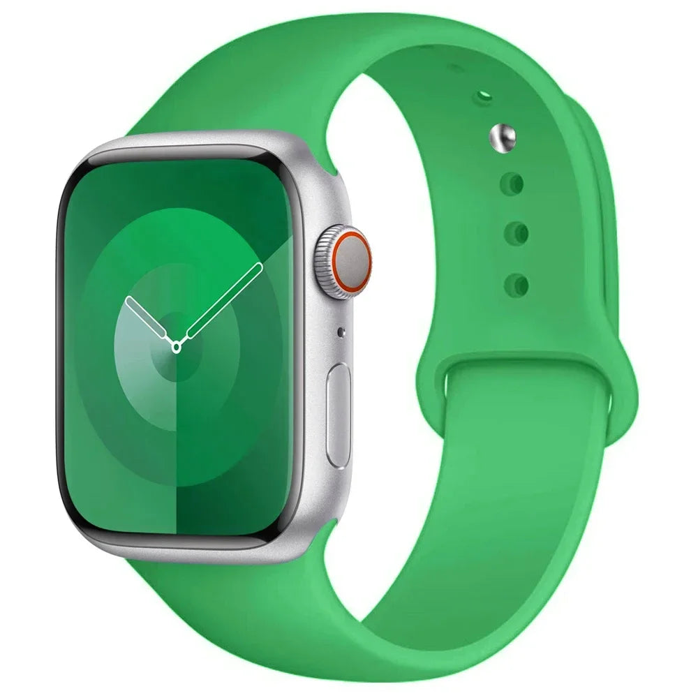 Green Silicone Strap for Apple Watch 40/41/42mm & 44/45/46/49mm - Flexible Band in S/M or M/L Lengths