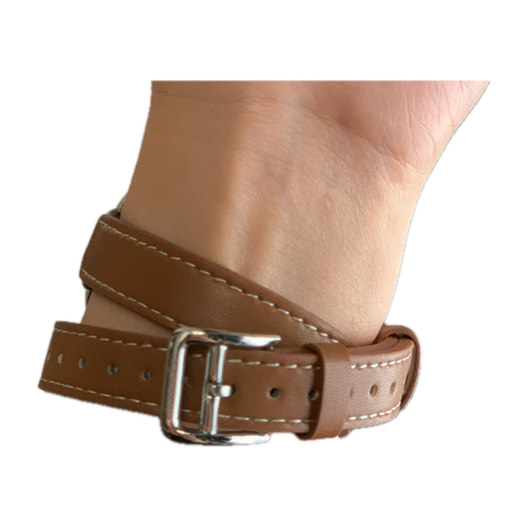 Double Wrap Leather Strap with Pin Buckle for Apple Watch 38/40/41mm & 42/44/45/49mm – Slim Wrap Band for Series, SE & U