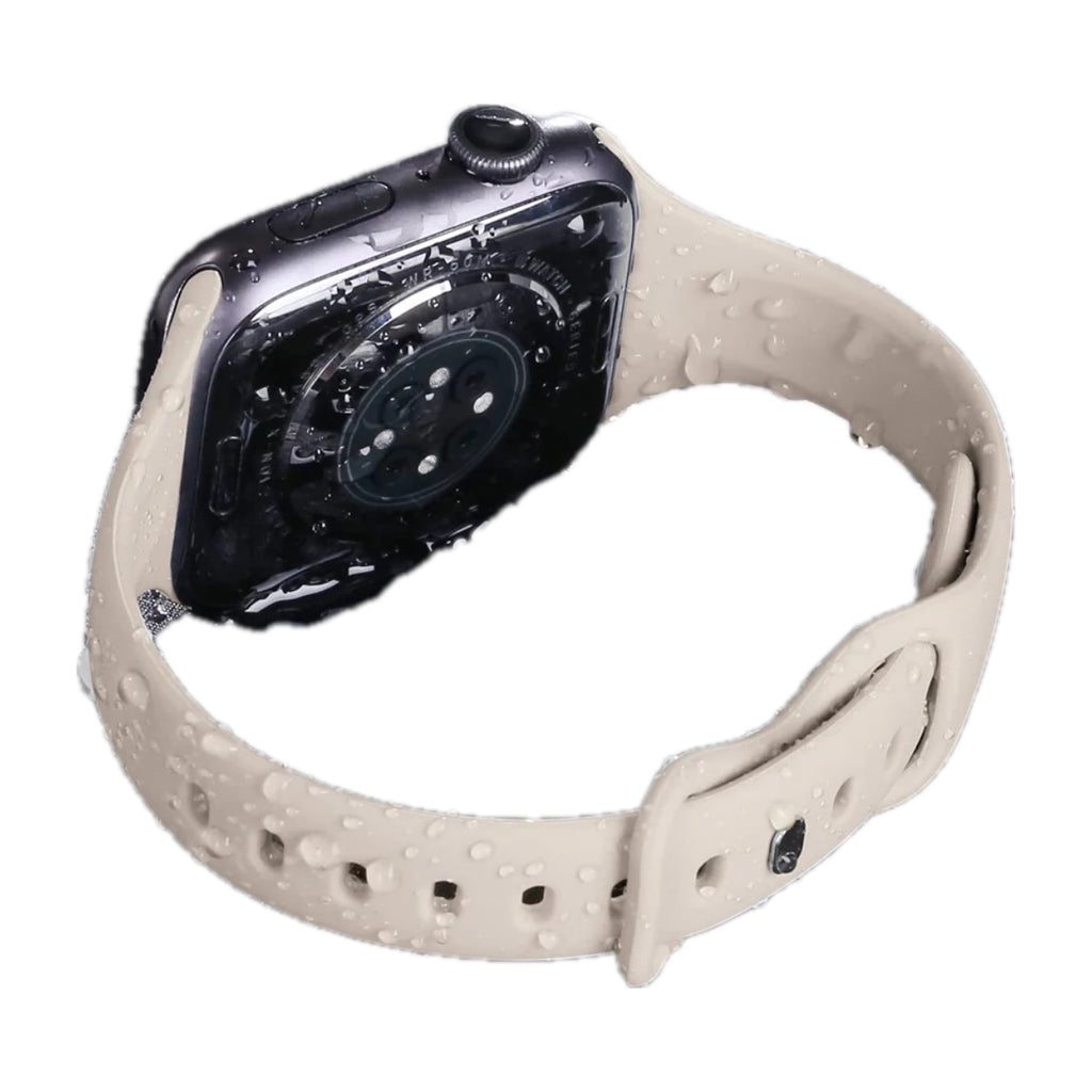Slim Silicone Strap for Apple Watch 38/40/41mm and 42/44/45/49mm Cases, Narrow Pin-and-Loop Band in 14 Colours