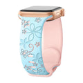 Two-Tone Floral Engraved Silicone Strap for Apple Watch 38/40/41mm, 42/44/45/46/49mm and Series 10/11 42mm in 10 Colourw