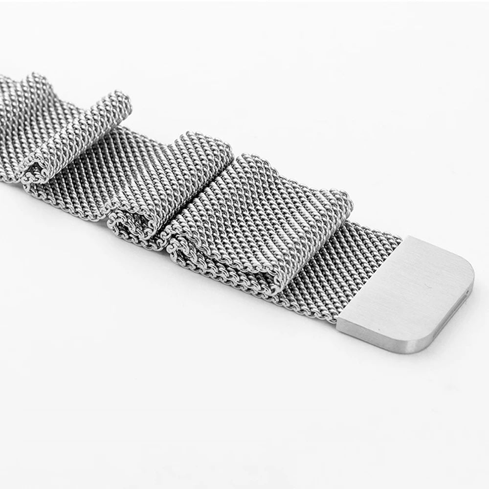 Silver Woven Stainless Steel Strap for Apple Watch 38/40/41/42 and 42/44/45/46/49mm, Mesh Band for Series, SE and Ultra