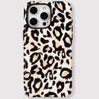Cream Leopard Print Phone Case for iPhone 16, 15 & 14 Series - Magnetic Double-Layer PC and TPU Cover
